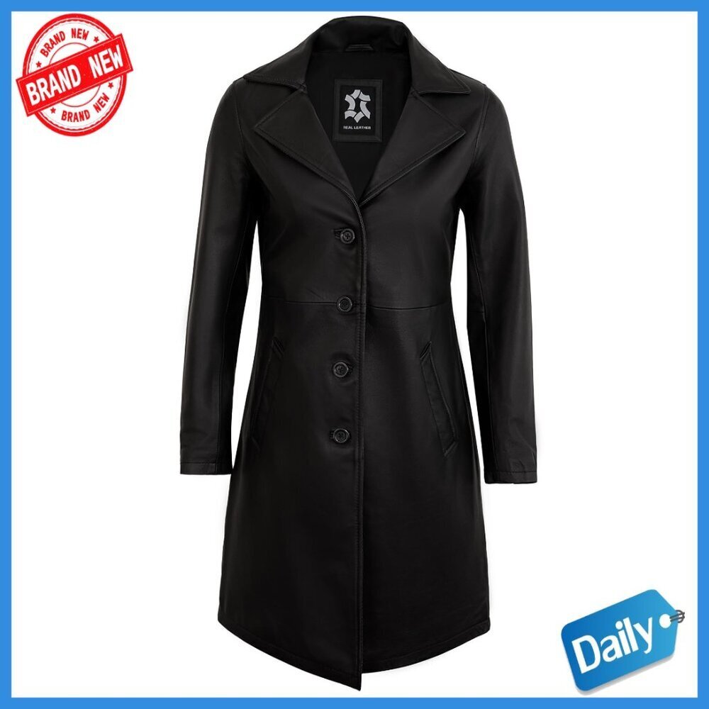 Real Lambskin Leather Coat Women's 3/4 Length Car Coat Regular Fit